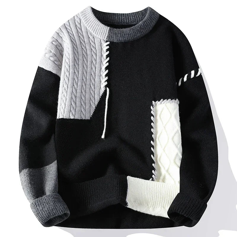 Lace Up Style Round Neck Knitted Sweater Black, XS - Streetwear Sweater - Slick Street