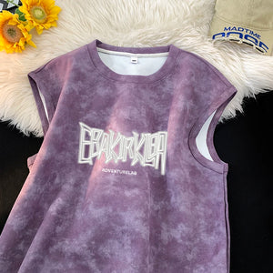 EBAK Tie-dye Sleeveless T-Shirt Purple, XS - Streetwear T-Shirts - Slick Street