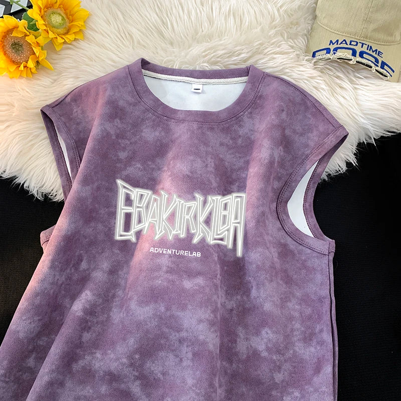 EBAK Tie-dye Sleeveless T-Shirt Purple, XS - Streetwear T-Shirts - Slick Street