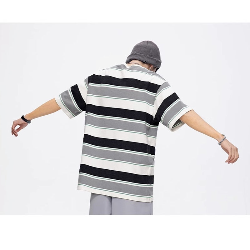 BEAUTE-OUS Varied Color Stripe T-Shirt ,  - Streetwear T-Shirt - Slick Street