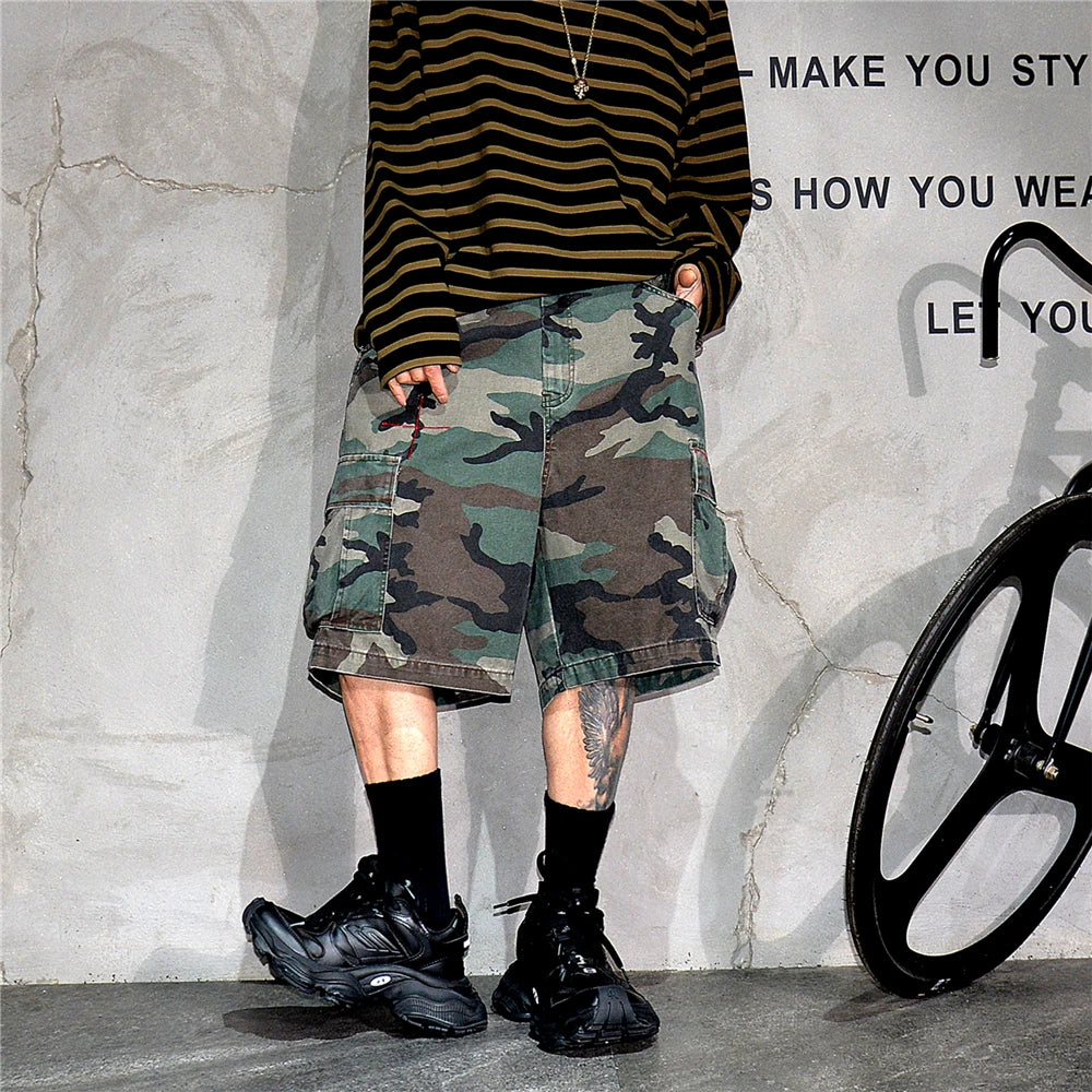 Tactical Camouflage Knee Length Shorts , - Streetwear Shorts - Slick Street