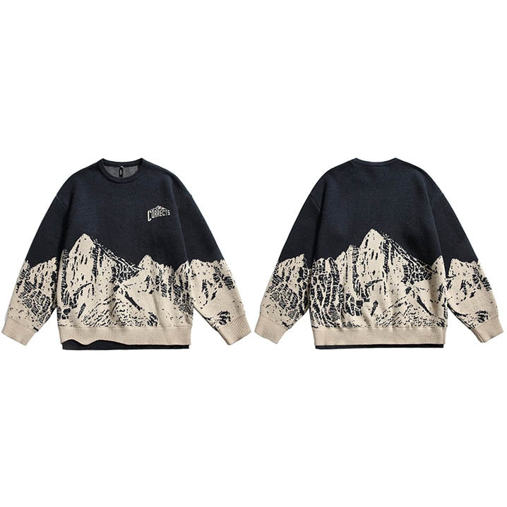 CORRECTS The Glorious Mountain Graphic Sweater Blue, M - Streetwear Sweater - Slick Street