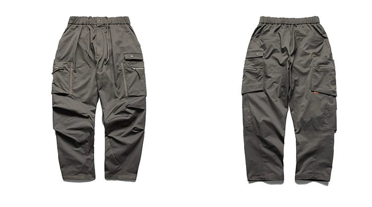 Multi-Pocket Elastic Waist Cargo Pants ,  - Streetwear Pants - Slick Street