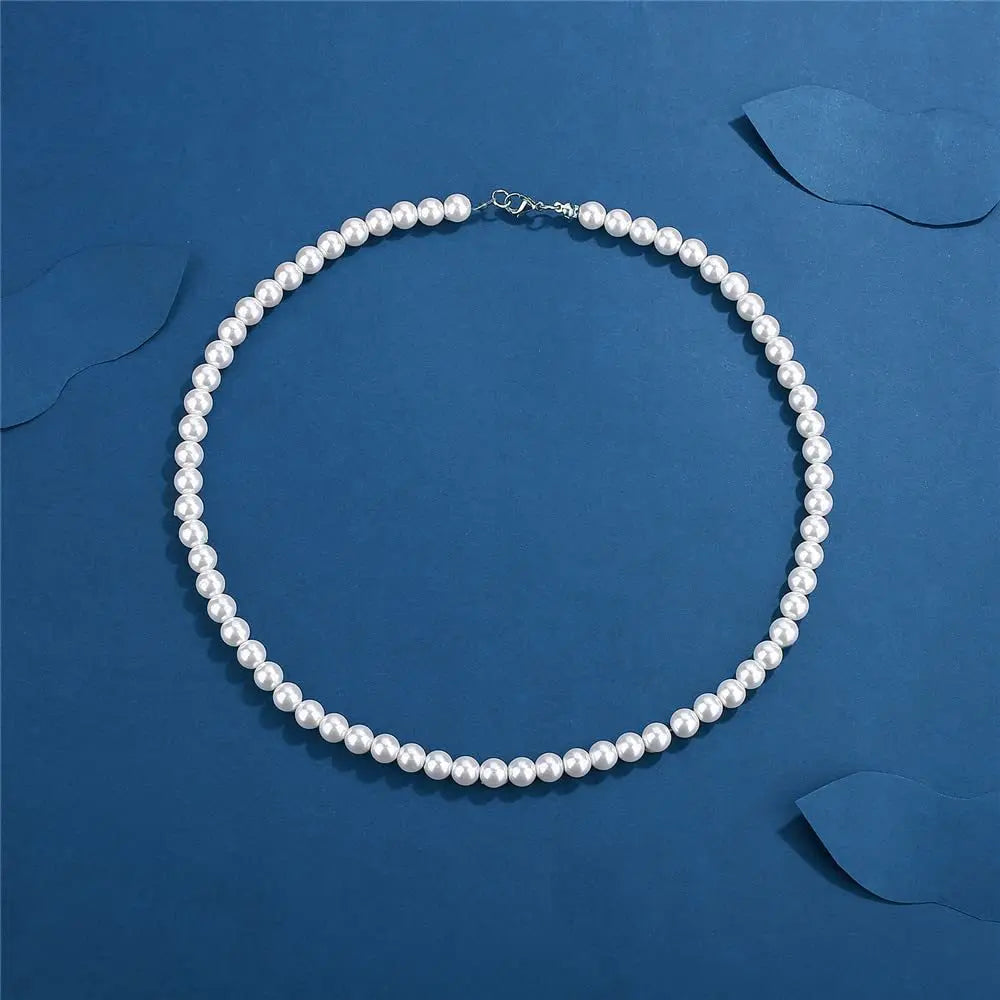 White Pearl Necklace ,  - Streetwear Necklace - Slick Street