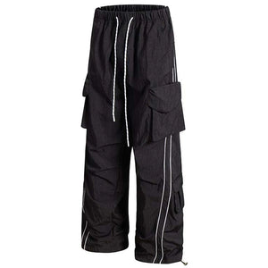 Baggy Stripe Cargo Joggers , - Streetwear - Slick Street