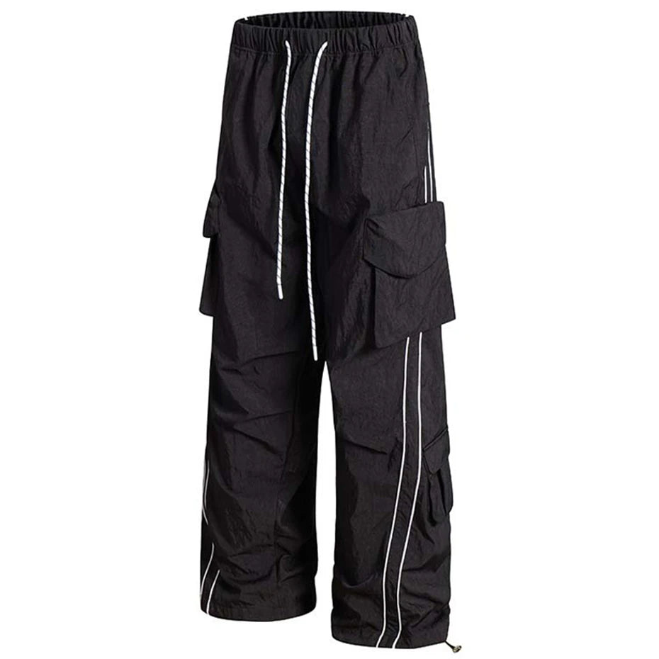 Baggy Stripe Cargo Joggers , - Streetwear - Slick Street