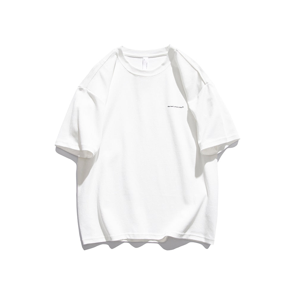 We lead, others copy© Casual Solid T-Shirt White, XXS - Streetwear T-Shirts - Slick Street