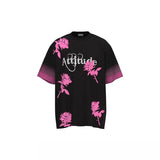 Pink Rose Attitude Graphic T-Shirt Black, XS - Streetwear T-Shirts - Slick Street