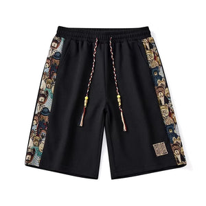 Bear Embroidery Shorts black, M - Streetwear Shorts - Slick Street