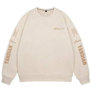 YANDIAN Shopee Waffle Fabric Sweater Beige, XS - Streetwear Sweater - Slick Street