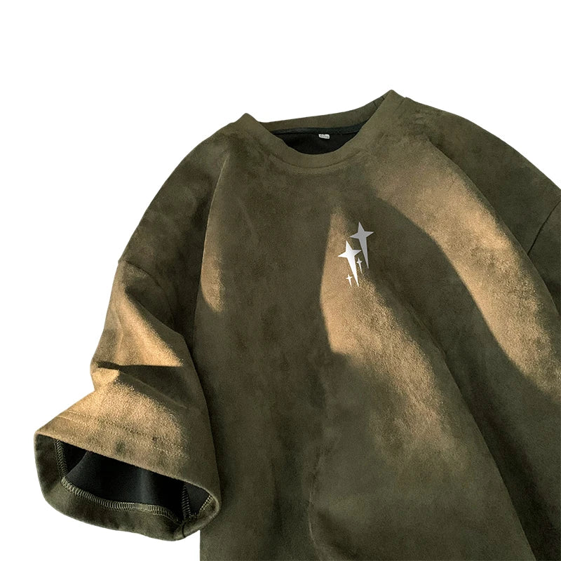 Knobby Star Graphic Crew Neck T-Shirt , - Streetwear T-Shirts - Slick Street