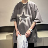 YUEHANANNA Double Shaded Star Graphic T-Shirt Grey, M - Streetwear T-Shirts - Slick Street