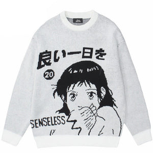 SENSELESS 20 Anime Knit Sweater ,  - Streetwear Sweater - Slick Street