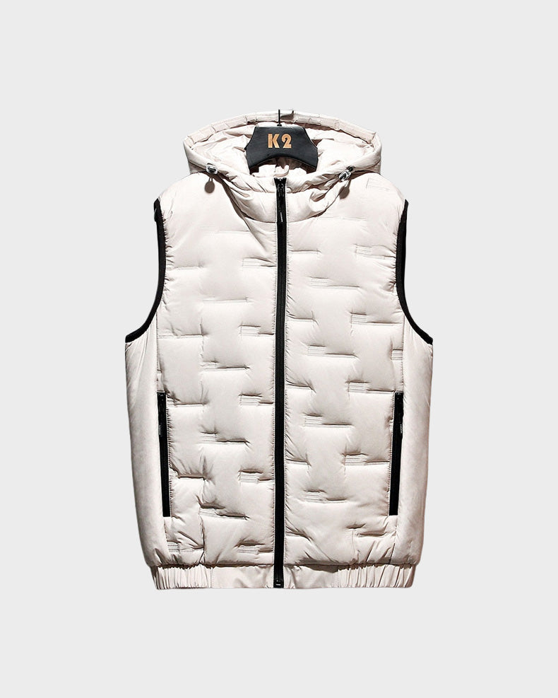 K2 Hooded Puffer Gilet Khaki, XS - Streetwear Jacket - Slick Street