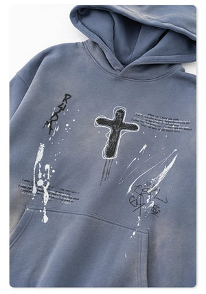 Crucifix Cross Graphic Pullover Hoodie , - Streetwear Hoodie - Slick Street