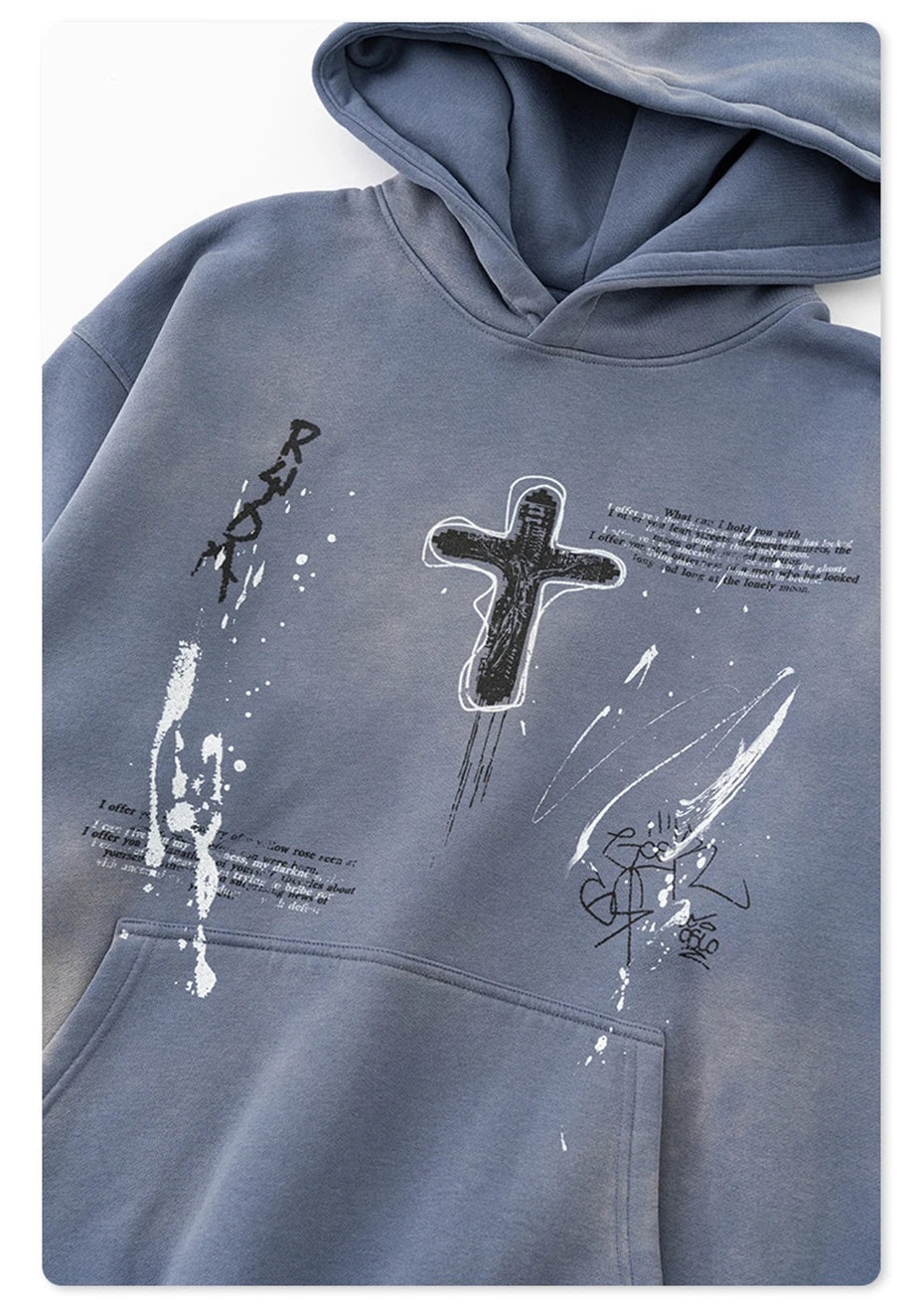 Crucifix Cross Graphic Pullover Hoodie , - Streetwear Hoodie - Slick Street