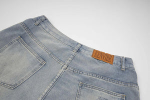 Rhinestone Denim Ripped Shorts , - Streetwear Shorts - Slick Street