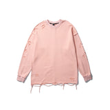 Distressed Gothic Sweatshirt Pink, S - Streetwear Sweatshirts - Slick Street