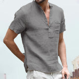 Linen Patch Pocket With Short-Sleeved T-shirt Gray, S 50-60 KG - Streetwear T-Shirts - Slick Street