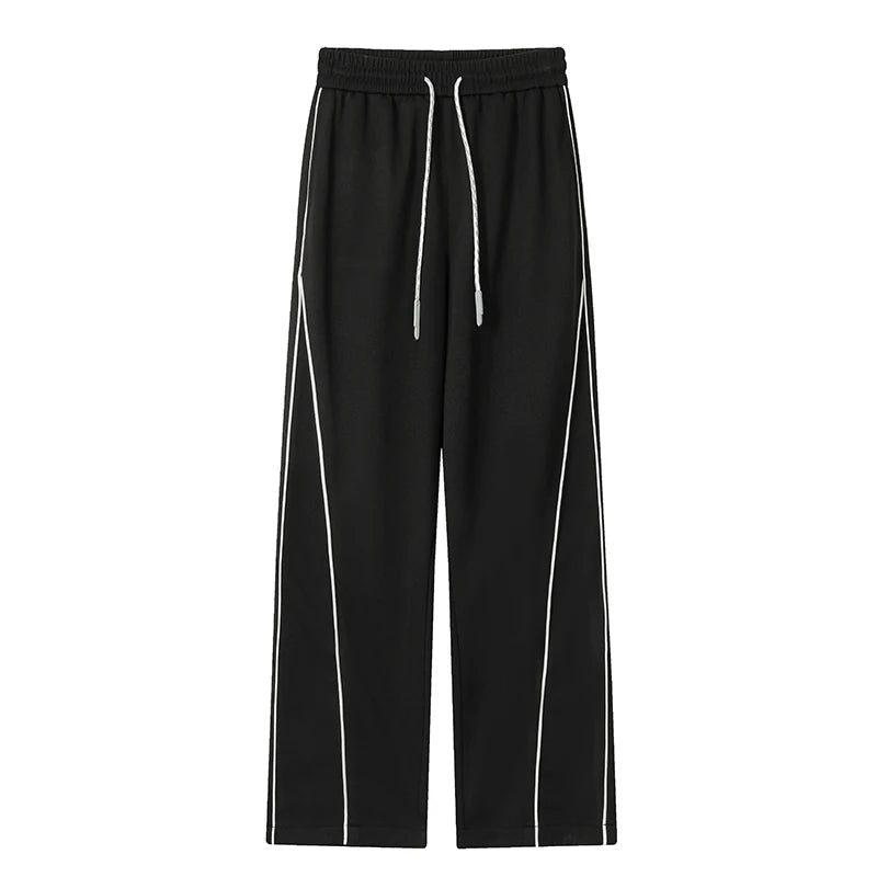 White Stripe Piping Loose Joggers , - Streetwear Joggers - Slick Street