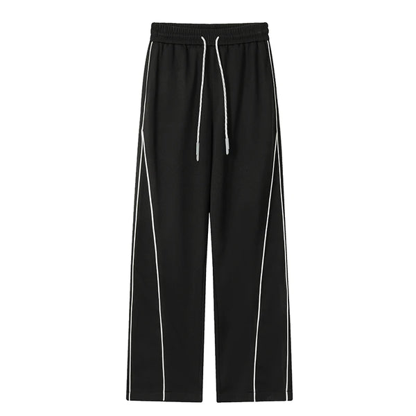 White Stripe Piping Loose Joggers , - Streetwear Joggers - Slick Street
