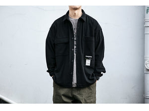 Corduroy Waffle Plaid Semi Collar Overshirt ,  - Streetwear Tops - Slick Street