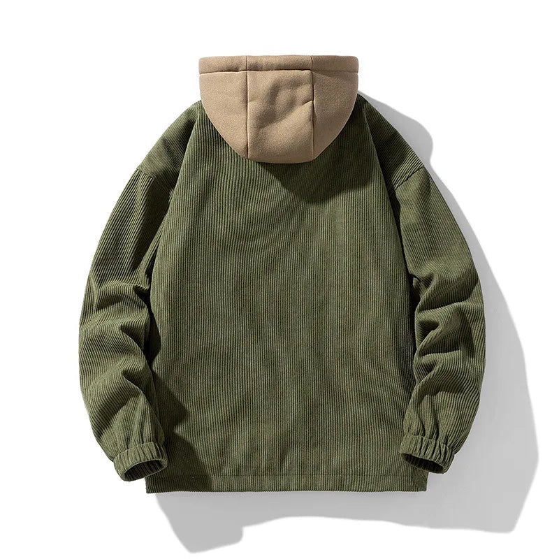 Corduroy Two Shade Elastic Waist And Sleeve Hoodie – Slick