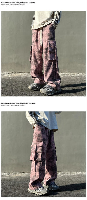 Tie Dye Large Size Pockets Pants , - Streetwear Pants - Slick Street