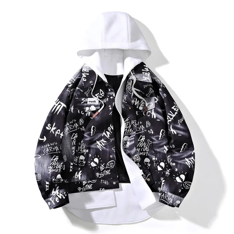 Graffiti Black Graphic Design Hoodie Black, XS - Streetwear Hoodie - Slick Street