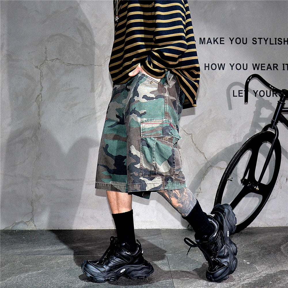 Tactical Camouflage Knee Length Shorts , - Streetwear Shorts - Slick Street