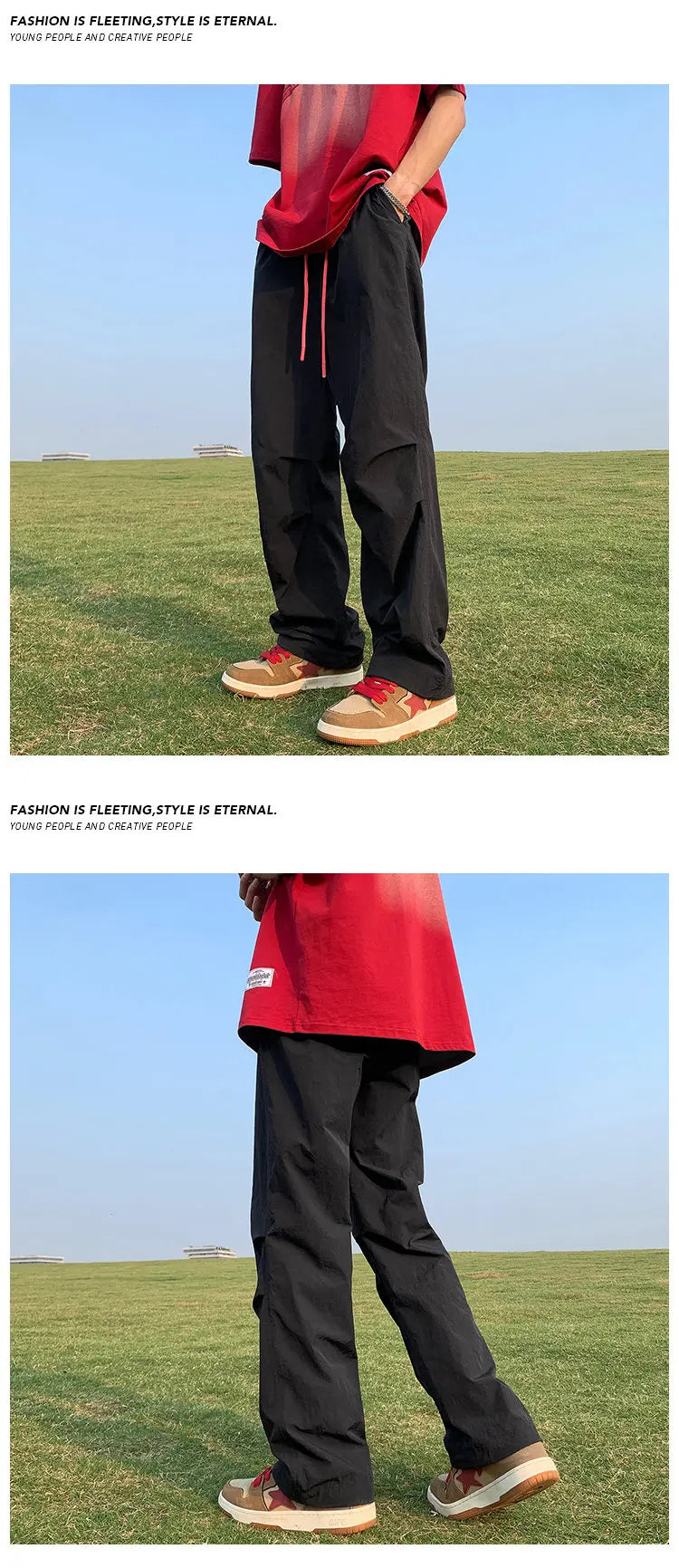 Solid Color Oversized Cargo Pants ,  - Streetwear Pants - Slick Street