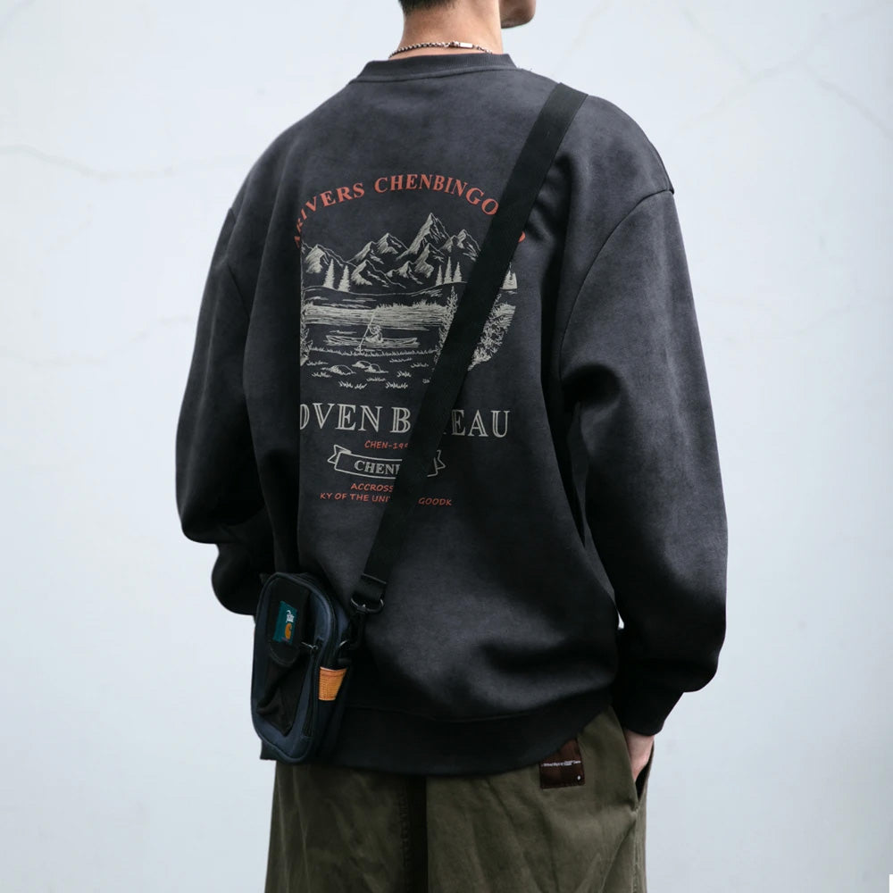 Gray Color Mountain Valley Design Sweater , - Streetwear Sweater - Slick Street
