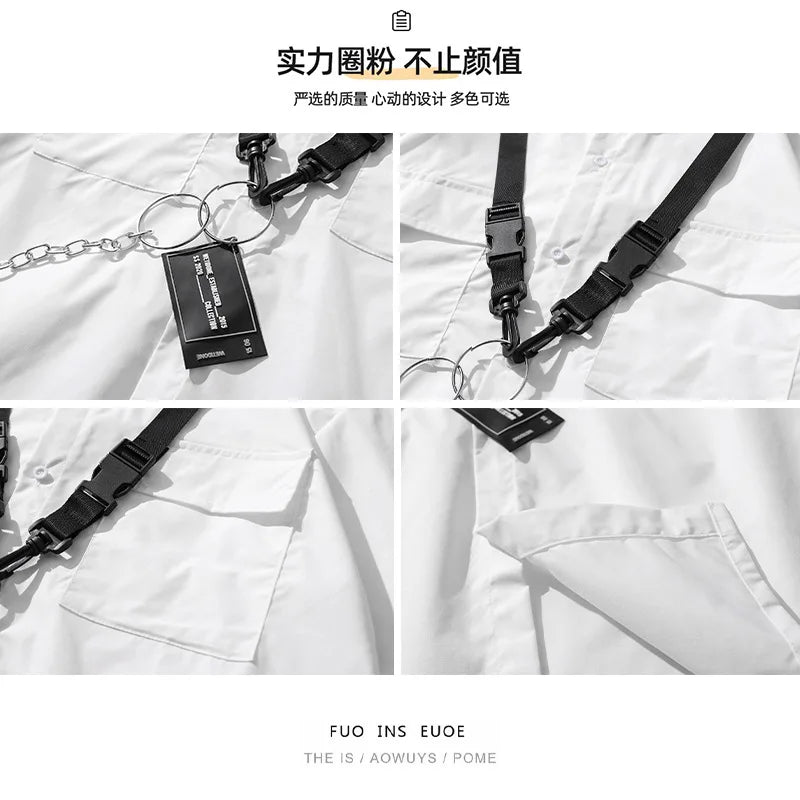 Elegant TA Buckles Chain Shirt And Shorts Set , - Streetwear T-Shirt - Slick Street