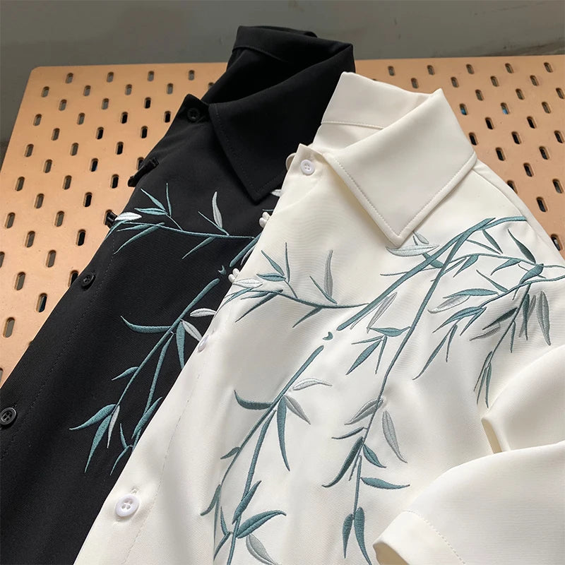 Floral Leaves Short Sleeve Shirt , - Streetwear T-Shirt - Slick Street