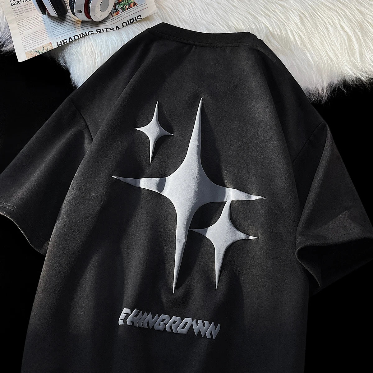 EHNGROWN Polygons Star Shape Short Sleeved T-Shirt Black, XS - Streetwear T-Shirt - Slick Street