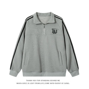 Solid Color Striped Sleeve Jacket Grey, XS - Streetwear Jacket - Slick Street