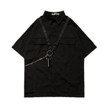 Elegant TA Buckles Chain Shirt And Shorts Set Black T-Shirt, XS - Streetwear T-Shirt - Slick Street