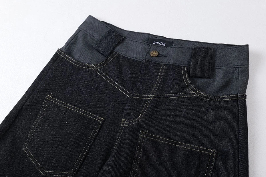 Embroidery 'Arch' Baggy Jeans , - Streetwear Jeans - Slick Street
