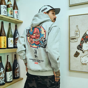 Red Demon of the Strait Logo Kangaroo Pocket Hoodie ,  - Streetwear Hoodie - Slick Street
