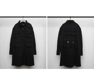 Blackish Gothic Long Trench Multi Pocket  Coat ,  - Streetwear Coat - Slick Street