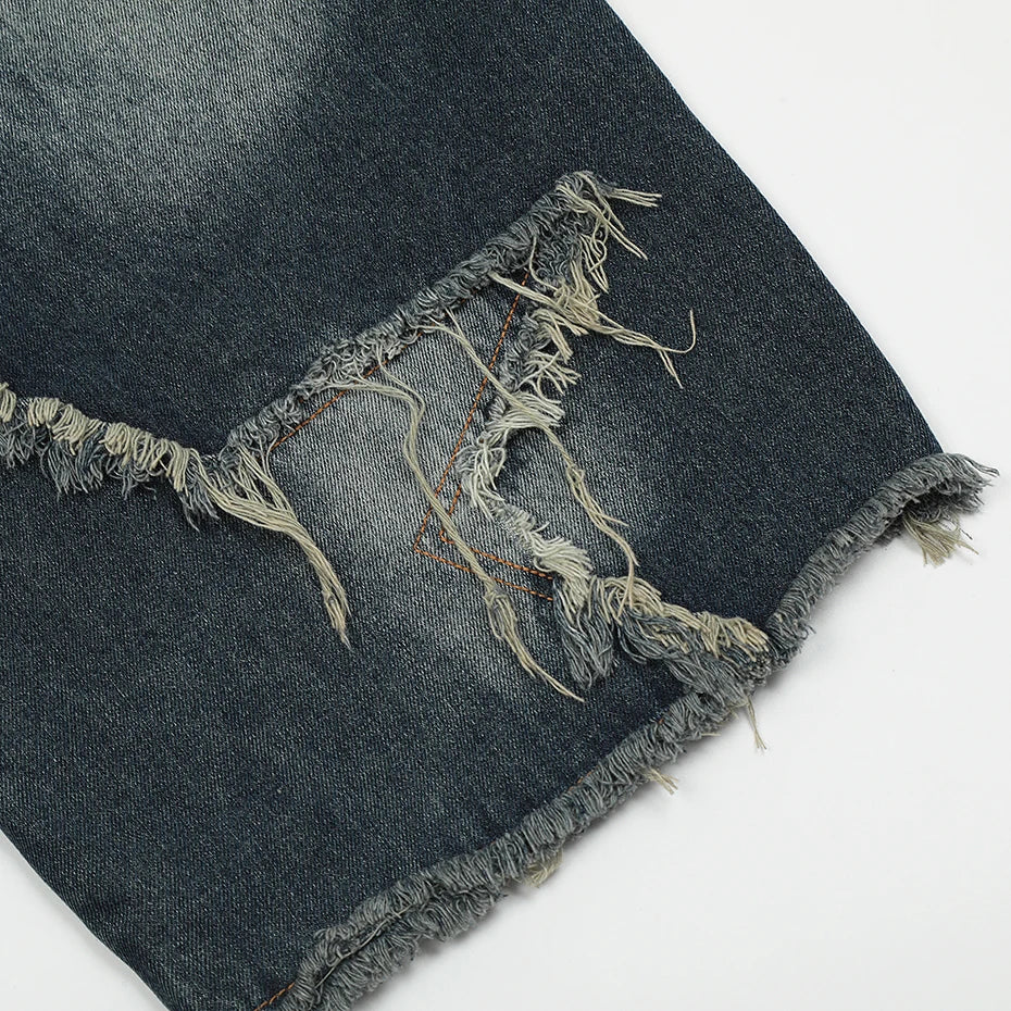 Blue Denim Tassel Star Shorts , - Streetwear Shorts - Slick Street