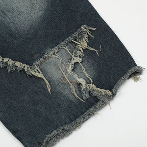 Blue Denim Tassel Star Shorts , - Streetwear Shorts - Slick Street