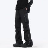 Ankle Length Half Zipper Pants Black, XS - Streetwear Pants - Slick Street
