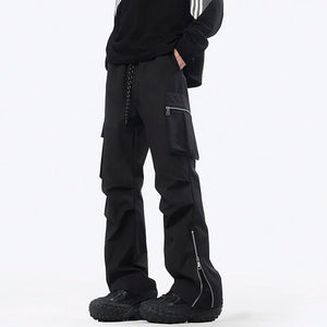 Ankle Length Half Zipper Pants Black, XS - Streetwear Pants - Slick Street