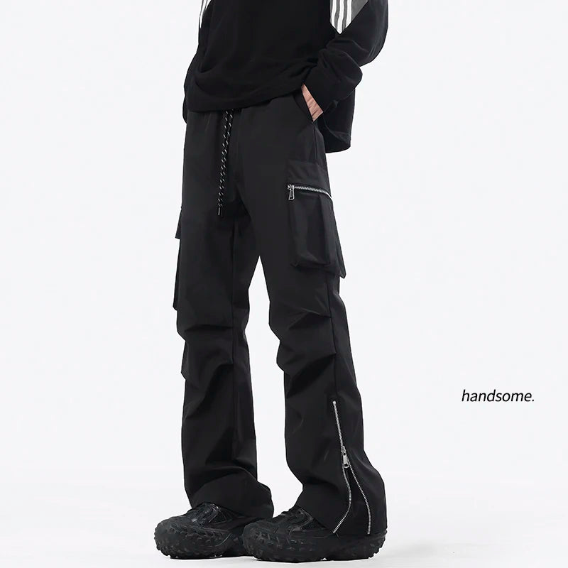 Ankle Length Half Zipper Pants XS, Black - Streetwear Pants - Slick Street