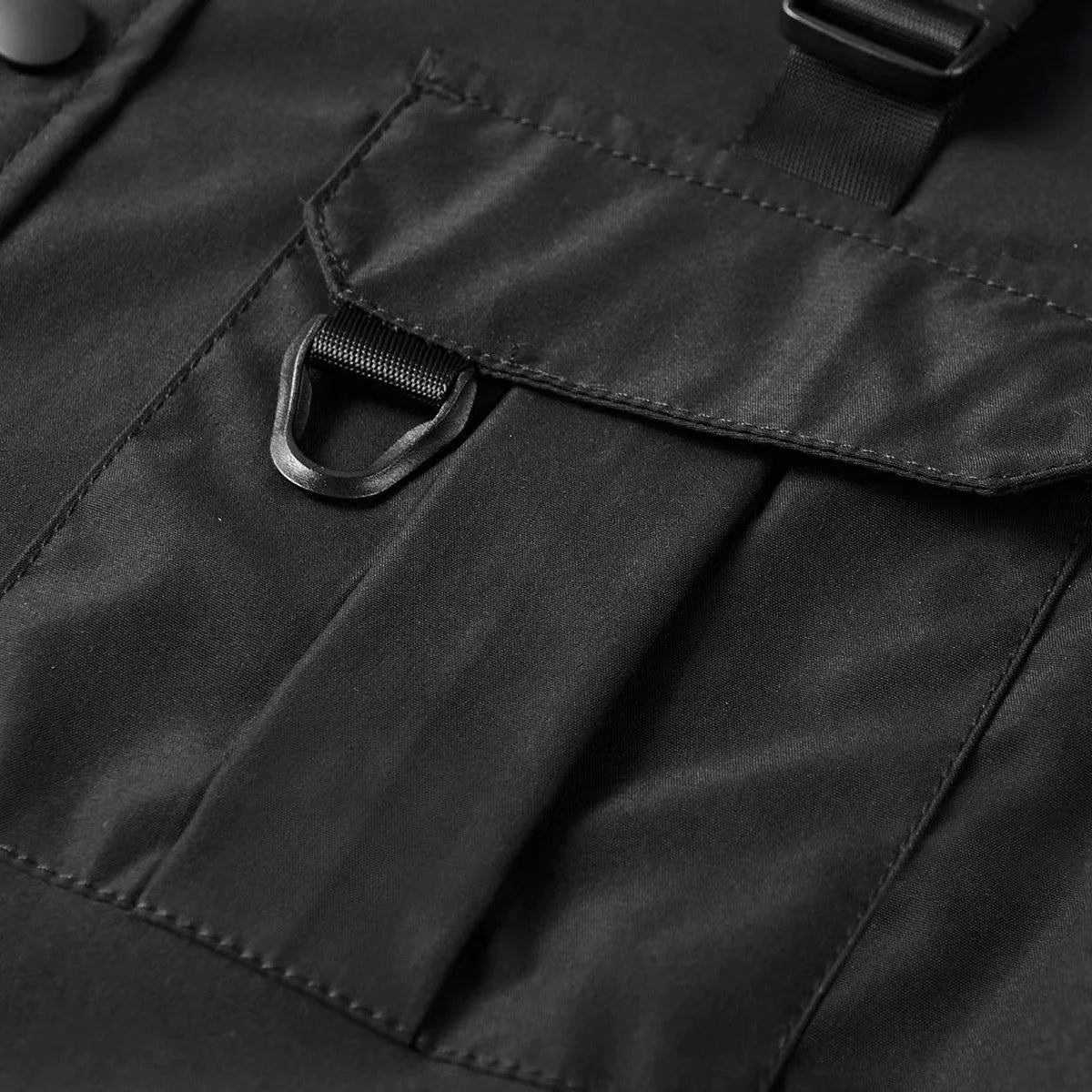 Coal Black Buckles Up Chest Pockets T-Shirt , - Streetwear T-Shirts - Slick Street