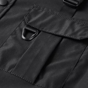 Coal Black Buckles Up Chest Pockets T-Shirt , - Streetwear T-Shirts - Slick Street