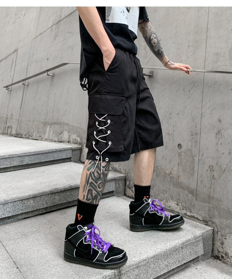 PROGRESS Jogging Braided Lace Design Shorts ,  - Streetwear Shorts - Slick Street