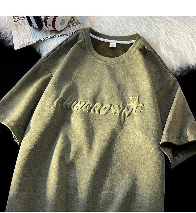 EHNGROWN Polygons Star Shape Short Sleeved T-Shirt Army Green, XS - Streetwear T-Shirts - Slick Street