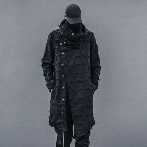 Mist Black Turtleneck Gothic Coat , - Streetwear Coat - Slick Street